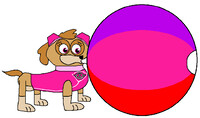 Skye (Paw Patrol) Blowing up Big Beachball Without Blowback