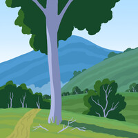 Fast art: field in mountains