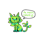 Green cat doodle