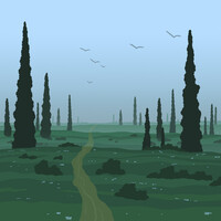 Fast art: foggy forest-tundra