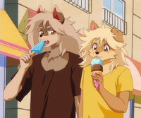 Boys eating ice cream