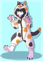 Big kitty in a little kitty onsie!