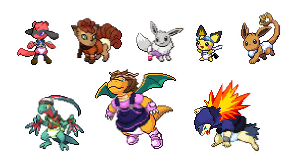 pokemon kanto starters sprites