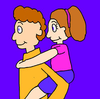Bob Jim gives Stacy a piggyback ride