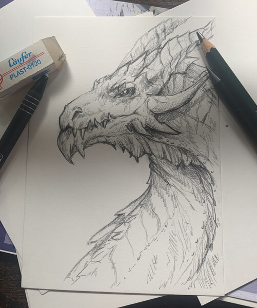 dragon splash pencil drawing by paul | Image