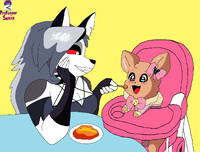 Loona feeding her little baby vee