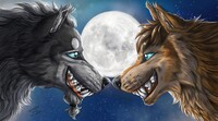 Commission - Full moon, gazing into each other eyes