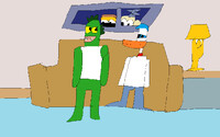 le quack and Mr. gus in living room
