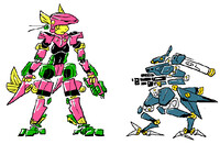 Pink and Blue Robots