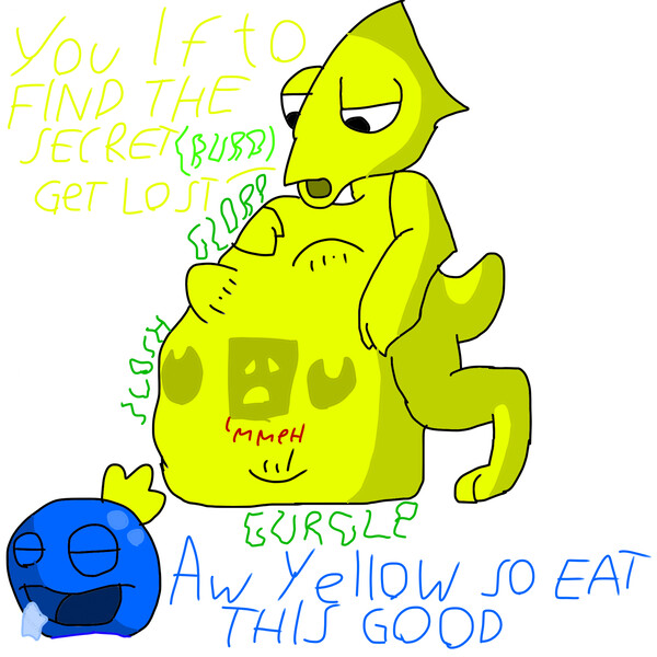 Green ate orange rainbow friends vore by Mimmaxivore -- Fur