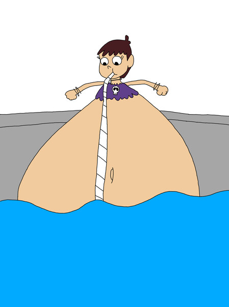 Luna Loud s water inflation drinking in her real swimsuit by