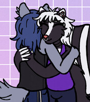 the wolf hugging the skunk