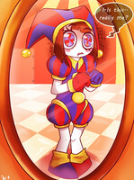 Pomni looks at herself