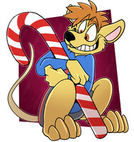 David the Rat Holding a Candy Cane by FatalSyndrome