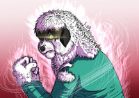 Careful, this sheepdog can bite.