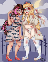 Redraw of some spooky babes (old art)