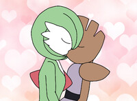 Hitmonchan and Gardevoir kissing