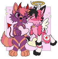 Finished Valentine’s Day YCH for @brisketwolf