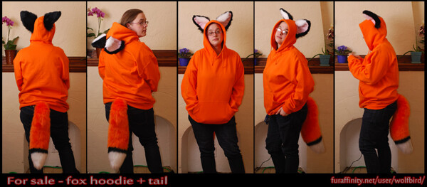 Fox hoodie with ears and tail on sale