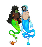 Sylvan Gale with Marid Friend by ThiccBae [Commission]