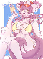 Female at the sea, art