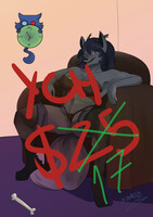 YCH sitting on a puff couch