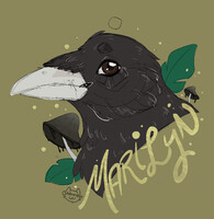 Marilyn the Kenku - digital Headshot Badge sketch