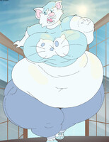 Macro Giantess Mittens White Cat Fat Waddle.