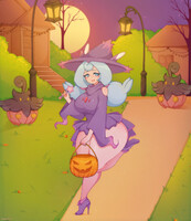 ~Halloween art with Pokemon Enchantress Hattrem~