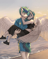 Romantic walk along the beach