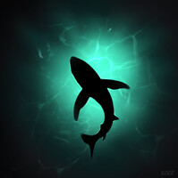shark in the dark depths