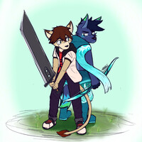 [COM] Kesuk and Jaykuro fighting together in the dungeon.