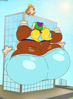 Macro Giant Heavy Bottom Tiny Kong Climbing Building After D