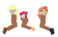 Applejack, AppleBloom, Sunset Shimmer mummified