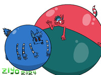 (Art Trade) Wolfy and Doxy bubblized