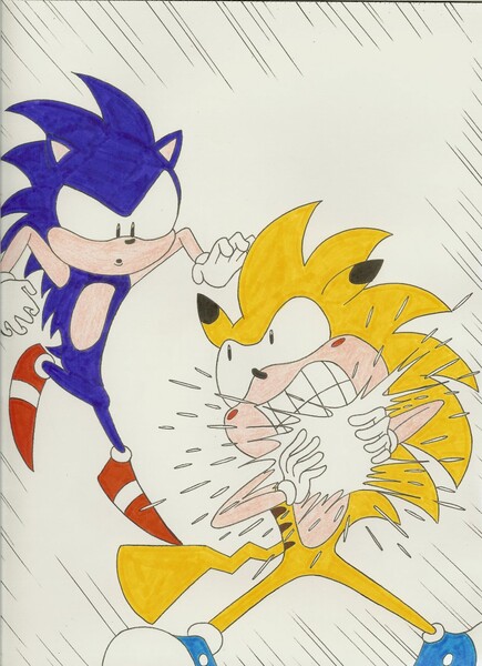 Sonic VS Fleetway Sonic Angle 2 by dEEEEEES -- Fur Affinity [dot] net