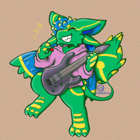 jammin' out with a new guitar! 🎸✨