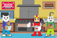 Making a fighterman cake