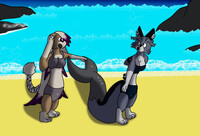 Lucile and  zinque on the Beach