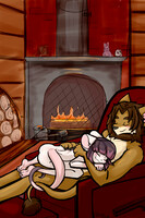 Cozy evening by the fire