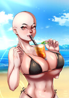 (open) YCH auction - Drink on the beach