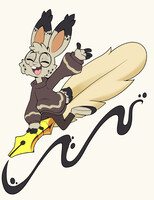 Johann, but he's on a giant quill!