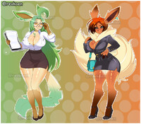 leafeon and flareon office lady