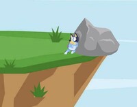 Bluey Pushing Rock Off Cliff 1