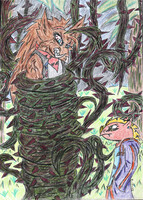 Wrapped around with the bush, I mean, vines.