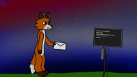 The fox cub sends a secret email through the terminal