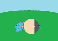 Inflated Gumball rolling down a hill