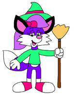 Lilly the Fox with Witch's Hat and Broomstick
