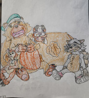 Four Forest Creatures, One Giant Hotdog, Four Big Bellies