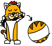 Meowser morphs into a Ball